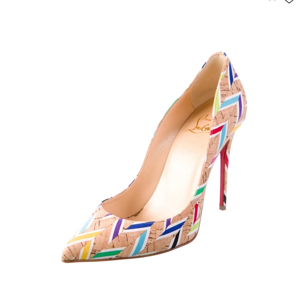 Christian Louboutin Cork Chevron Print So Kate 120 Pumps